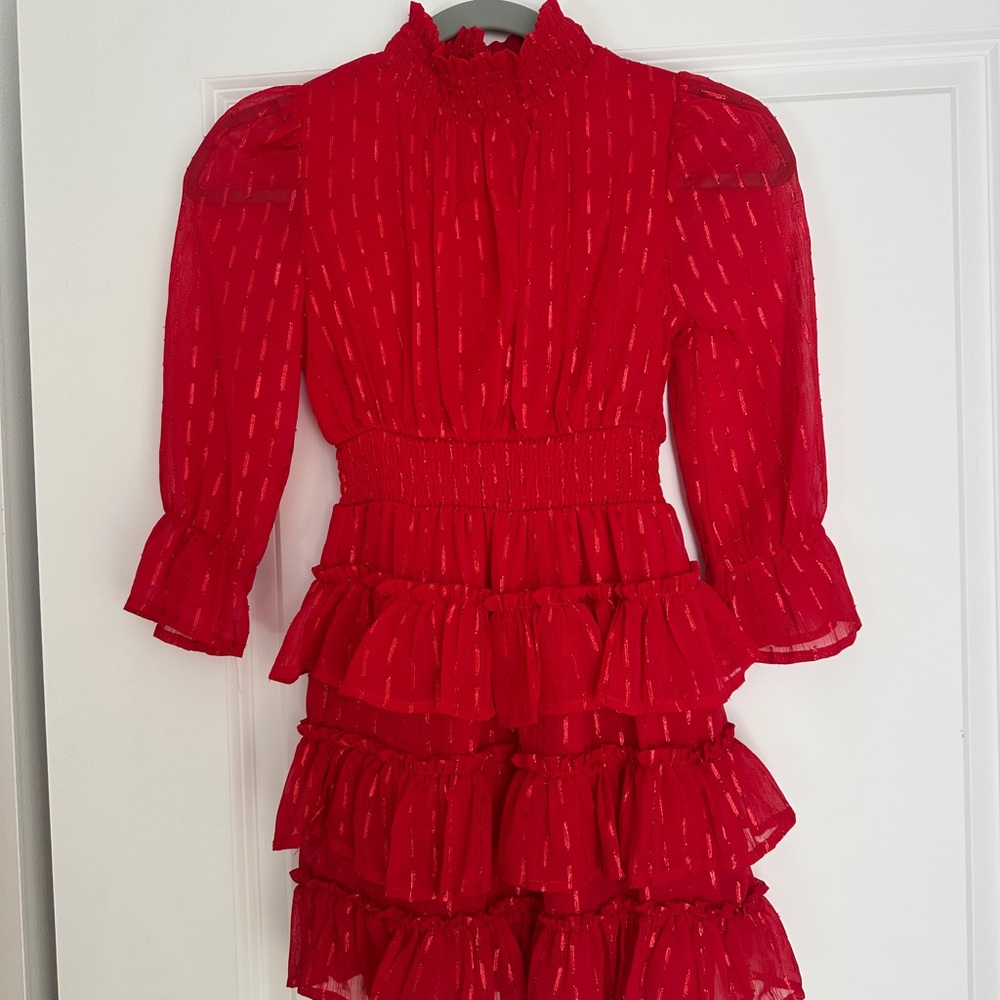 Rare Editions Scarlet Long Sleeve Dress